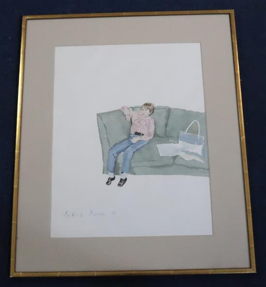 § Patrick Procktor (1936-2003) Teenager seated on a sofa 18 x 13.75in.